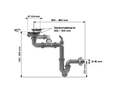 Ab-Überlaufgarnitur m. Syphon, Exzenter f. Gartronomie Spültisch m. Abfluss Rohr