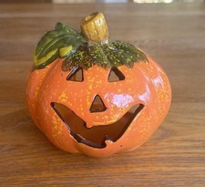 Kürbis Windlicht 13cm Keramik