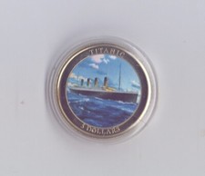 Liberia Neusilbermünze Titanic 5 Dollar, coloriert, Top Zustand!