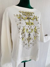 Marc Cain Shirt/Sweat 40 – Offwhite mit funkelnder Statement-Applikation