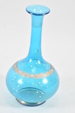 C26G02- Viktorianische Glas Vase mundgeblasen Schneemalerei 19.Jh