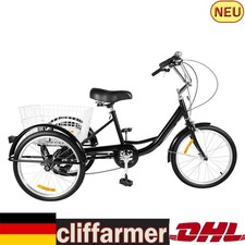 20 Zoll Erwachsene Dreirad Trike 8 Gänge 3 Räd Fahrrad Tricycle Bike mit Korb