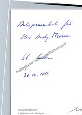 Original Autogramm Christoph Blocher Politiker Schweiz /// Autogramm Auto 346067