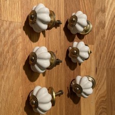 Griffe schrank knopf Porzellan Weiß Messing