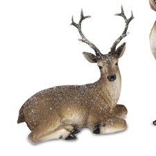 Dekofigur Hirsch WINTERZEIT liegend H. 18cm natur braun geeist Formano W25