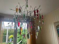 hochwertige Designer-Deckenleuchte Edelstahl / Glas, höhenverstellbar