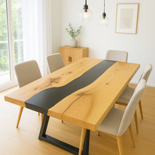 Black Epoxy Resin River Table