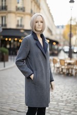 MADELEINE edler Mantel Wintermantel Wollanteil BLAUGRAU Grösse 38