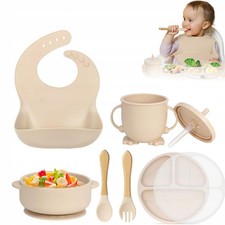 7-teilig Silikon Baby Geschirrset Rutschfest Kindergeschirr Set mit Saugnapf DE