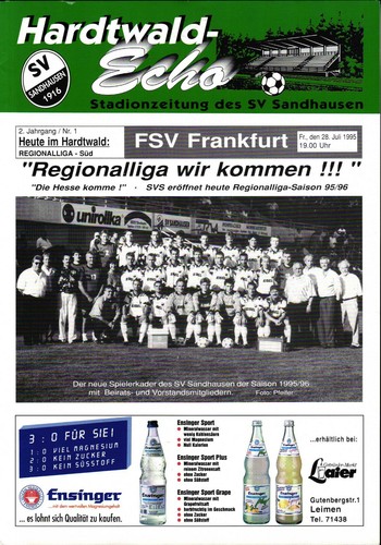 1995 sandhausen fsv - 1995/96, sv