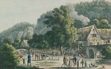 ZSCHORNERGRUND - Ansicht der Mühle - kol. Umrissradierung um 1820