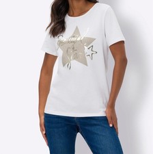 Mode von Heine Damen Shirt Oberteil Rundhals Kurzarm Jersey weiss NEU