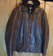 Hochwertige Lederjacke BASEFIELD Freizeit Kapuze Braun vintage Gr. XL XXL 54 56