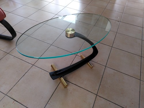 Designer couchtisch glas oval - couchtisch,