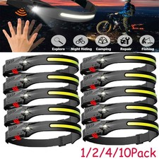 LED COB Sensor Stirnlampe Scheinwerfer Kopflampe USB Aufladbar Wasserdicht