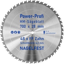 HM-Kreis-Sägeblatt 700 x 28 mm 48 Zahn FF nagelfest mit Spanabweiser Brennholz