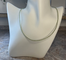 Zarte grüne Prehnit Kette facettierte 1 mm Perlen 41,5 + 5cm Länge Edelstein