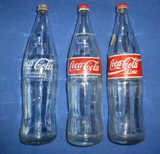 Alte Coca-Cola 1 Liter Glas Flaschen 1976-89