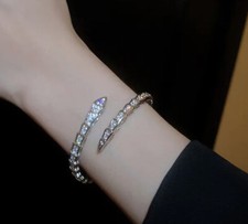 SCHLANGEN ARMREIF KUBIC ZIRKONIA INDIVIDUELL ANPASSBAR LADY BRACELET RHODINIERT