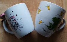2x Kaffeetasse XL 450-500ml: Eule mit Klingel, Traumprinz Frosch - top erhalten!