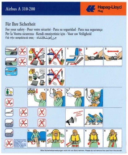 Safety card hapag lloyd flug - card, hapag-lloyd