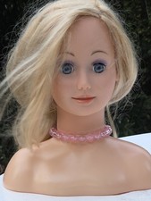 Frisierpuppe Übungspuppe Friseurpuppe Haarstyling Puppe H:30cm Blond Haar Gebr.