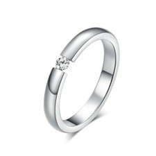 Damen Edelstahl Ring Solitär Cubic Zirkonia AAA Verlobung IP Gelb Gold Silber 