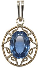 ? 835er Silber Anhänger Blautopas Art Deco Antikschmuck - 3,55 x 1,9 cm / 3,13g