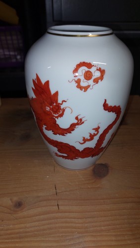 Porzellan vase roter drache - roter,