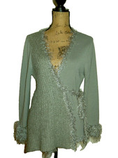 DIDI ausgefallen Strickjacke Wickeljacke Wollgemisch in taupe Gr.4/40-42 wie neu