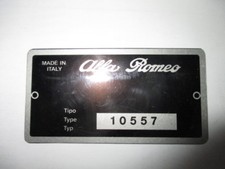 Typenschild Alfa Romeo Schild 10557 Giulia Spider 1750 Duetto S65