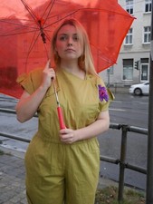 Overall M L  80er khaki New Wave Einteiler Baumwolle TRUE VINTAGE 80s jumpsuit