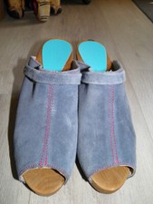 Sanita Clogs Peeptoes Wildleder Blau Gr.40 ***SEHR GUTER ZUSTAND***