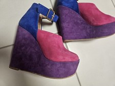 Zalando Collection Peeptoes 38 Pumps Wildleder Multicolor Plateau Keilabsatz 