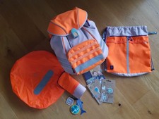 Lässig Schulranzen Turnbeutel Schlampermäppchen Regenschutz Sticker orange lila