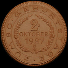 PAUL VON HINDENBURG: Porzellan-Medaille 1927, braun. AUF SEINEN 80. GEBURTSTAG.