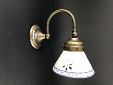 Wandleuchte Messing Antiqued Einstellbar Mit Keramik Weiß Blau E14