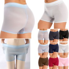 DE Damen Badeshorts Durchsichtig Glänzende Niedriger Taile Bikini Schwimmhose