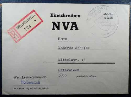 Ddr nva beleg - ddr, (1986)