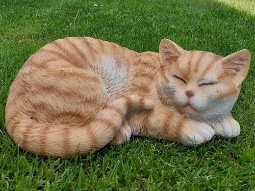 Gartenfigur katze schlafend - gartenfigur,