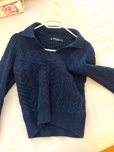 Damen strickpullover blau - f2,