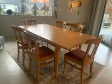 Esstisch 1,50-1,90mx0,95mx0,78m, 6 Stühle, Ahorn massiv, sehr hochwertig