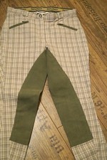 Damen Reithose,  grün  kariert, Vollbesatz Leder, Gr. 40 gebraucht