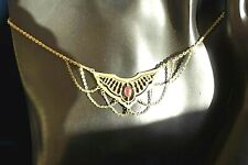 Collier Kette Trachten Hochzeit Rubin Gold  Art Deco Jugendstil  Antik