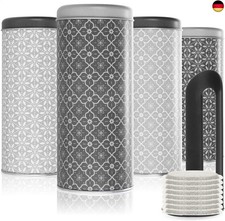 com-four® 4x Kaffeepaddose und 1x Padheber - Metalldose für Kaffeepads - A