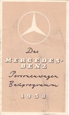 Altes Mercedes  Werbeblatt, Personenwagen Bauprogramm 1938