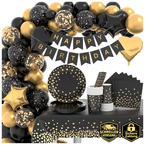 Partygeschirr set schwarz - set,