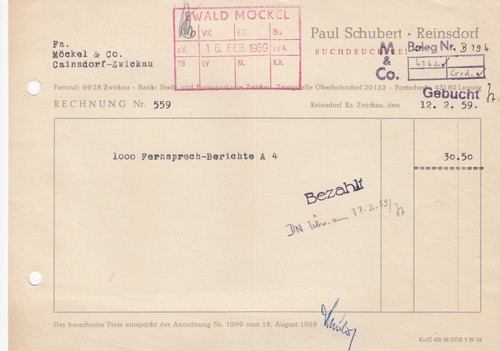 Reinsdorf rechnung 1959 - rechnung, 1959,