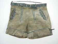 Kurze stabile Pfadfinder Lederhose Eichenlaub und Doppelzip grau speckig Gr.46