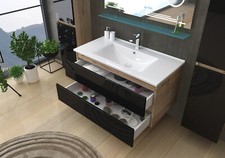 Badmöbel Set Eiche / Schwarz